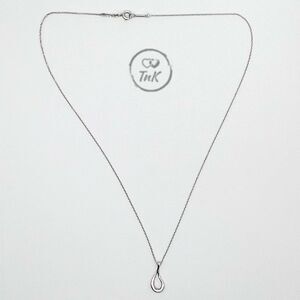 Retired Tiffany & Co Elsa Peretti Open Teardrop Pendant Necklace - Silver - 16”